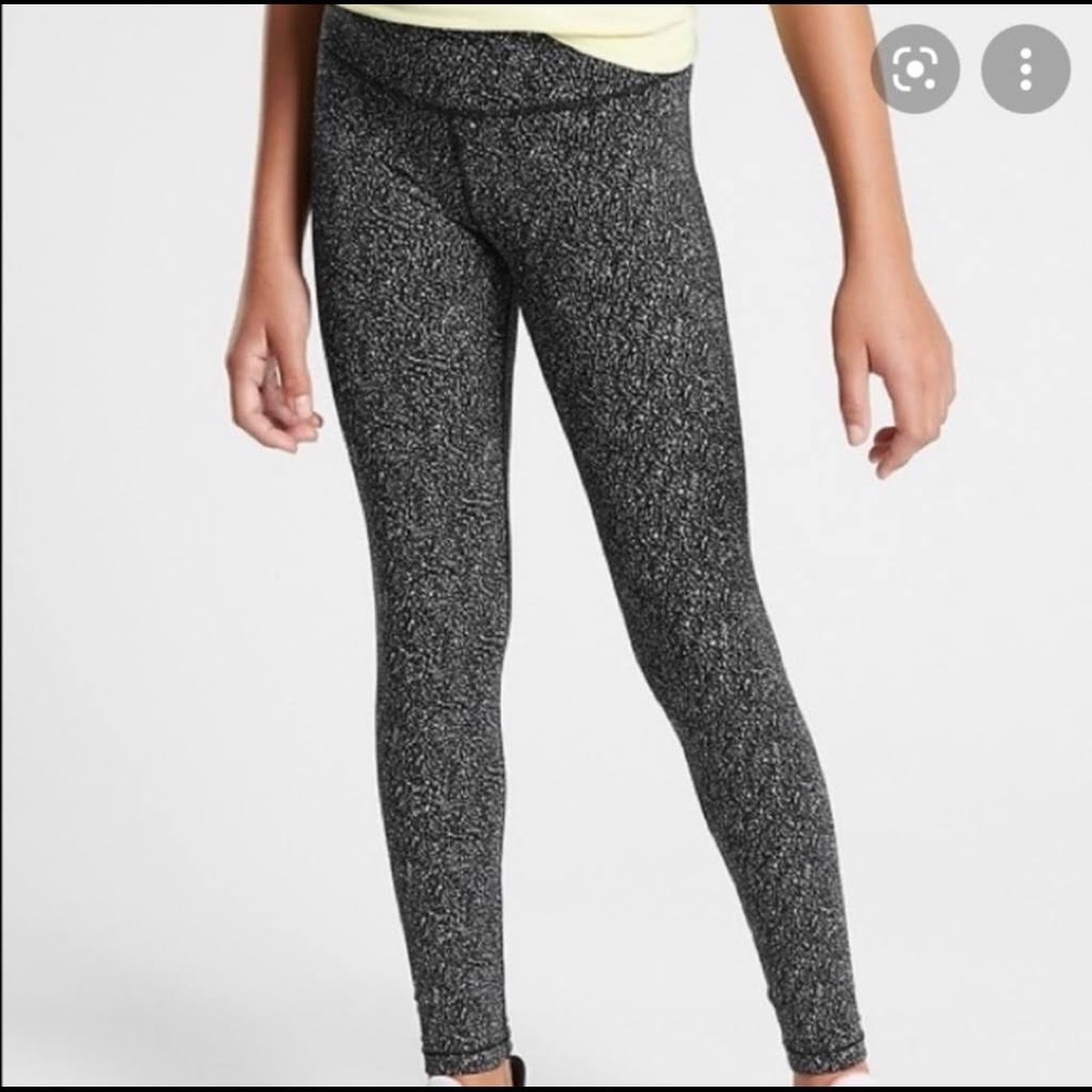 Athleta Girl Printed Chit Chat Gray & White Speckled Leggings - Size XL/14
